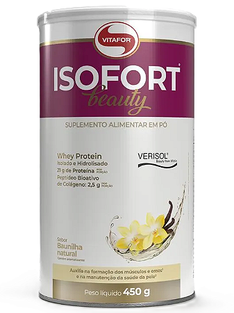 Vitafor Isofort Beauty em Pó Sabor Baunilha - Whey Protein e Peptídeos de Colágeno