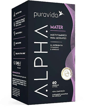 Puravida Alpha Mater em Cápsulas - Multivitamínico Para Gestantes - 60 caps