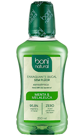 Boni Natural Enxaguante Bucal Menta e Melaleuca Sem Flúor 250ml