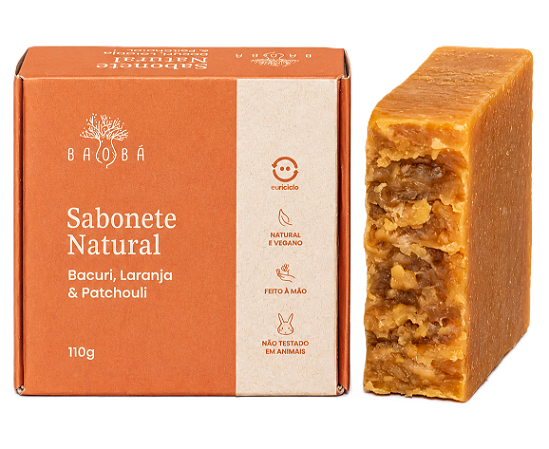 Baobá Sabonete em Barra Manteiga de Bacuri, Laranja e Patchouli 110g