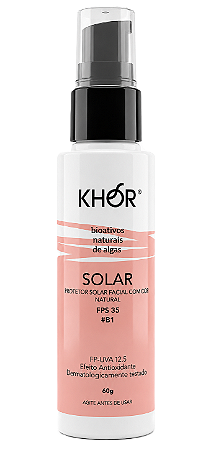Khor Protetor Solar Facial Natural e Vegano FPS 35 - Com Cor #B1 60g