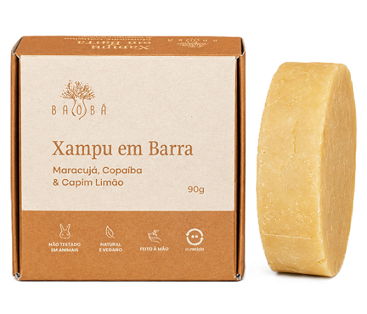 Baobá Xampu em Barra Cabelos Normais a Secos com Maracujá e Copaíba 90g