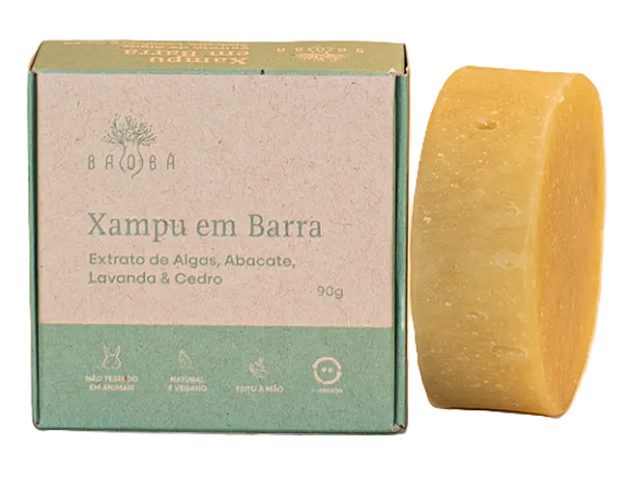 Baobá Xampu em Barra Cabelos Secos ou Cacheados com Algas e Abacate 90g