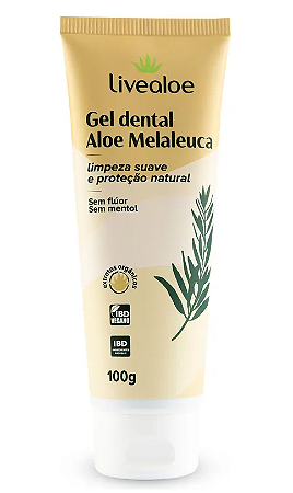 Livealoe Gel Dental Natural Aloe Melaleuca Sem Flúor 100g