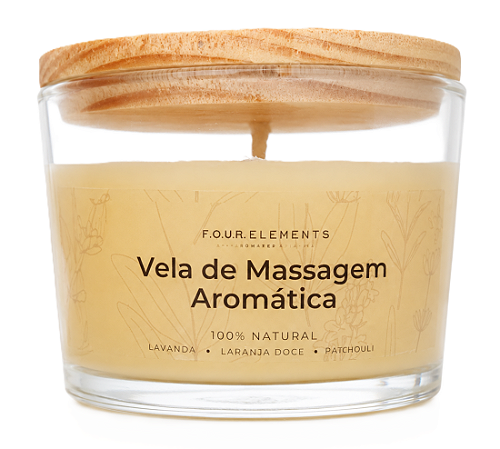 Four Elements Vela de Massagem Aromática com Lavanda, Laranja e Patchouli 90g