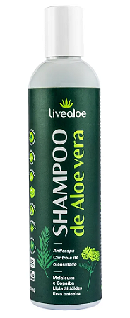 [OUTLET] Livealoe Shampoo de Aloe Vera Anticaspa e Controle da Oleosidade 300ml