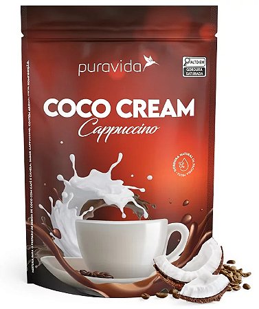 Puravida Coco Cream Cappuccino - Leite de Coco em Pó com Café, Chocolate e Canela