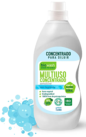 Biowash Multiuso Concentrado Natural Sensitive Sem Fragrância 1L