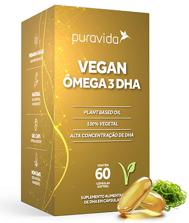 Puravida Vegan Ômega 3 DHA (500mg) - 60 Cápsulas Veganas