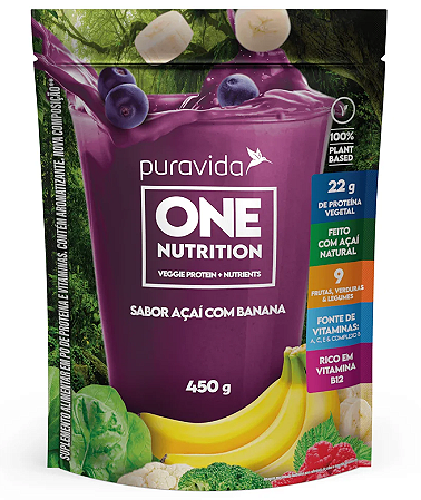 Puravida One Nutrition - Proteínas Vegetais Sabor Açaí com Banana