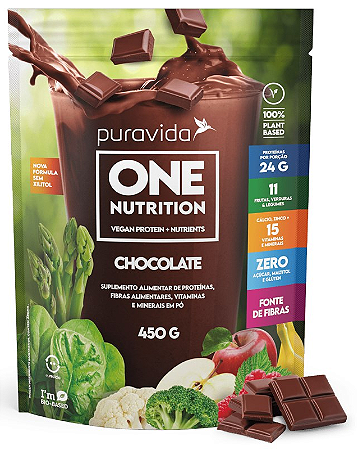 Puravida One Nutrition - Proteínas Vegetais Sabor Chocolate