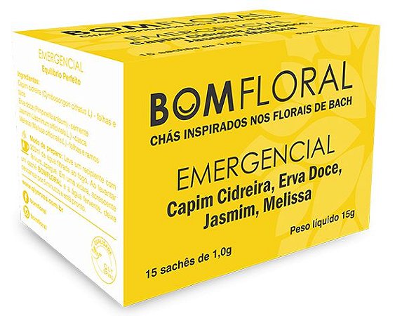 Bom Floral Chá Misto Emergencial (Capim Cidreira, Erva Doce, Jasmim e Melissa) Caixa 15 Sachês