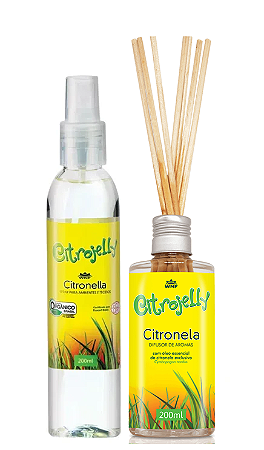 WNF Citrojelly Kit Repelente com Citronela - Difusor por Varetas + Spray Ambiente