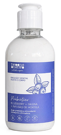 Twoone Onetwo Emulsão Hidratante Rosto e Corpo Blueberry, Inulina e Hortelã 250ml