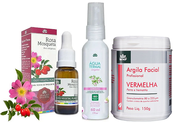 Kit 3 Água Termal WNF: Lavanda, Gerânio e Alecrim 60ml - Para