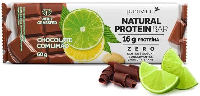 Puravida Natural Protein Bar - Barrinha de Proteína Chocolate com Limão 60g