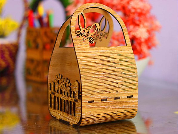 Sacola Páscoa Porta Ovos MDF Cru 3mm