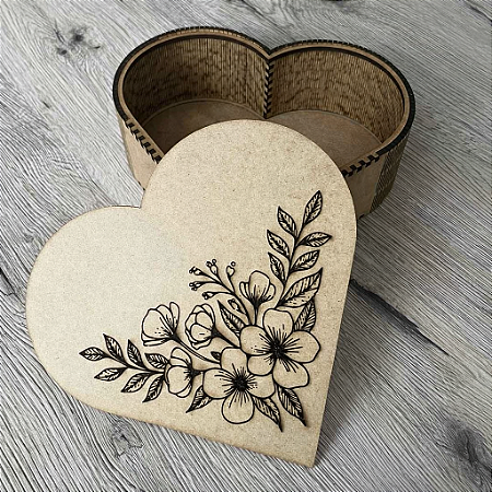 Caixa Coração Mdf Cru Para Artesanato e Decoração Romântica