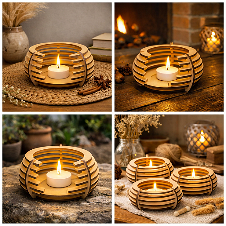 Luminária Porta-Vela Minimalista em MDF - Design Tridimensional