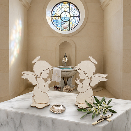 Lembrança de Batizado ou Festas ou Enfeite de Mesa Anjo Rezando em MDF Branco