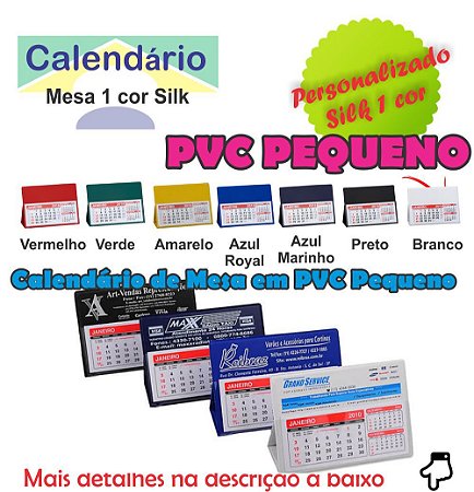 100 CALENDÁRIOS DE MESA PVC PEQUENO