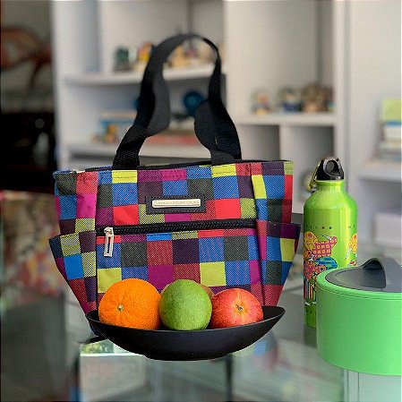 Bolsa Térmica estampa xadrez colorido Fit