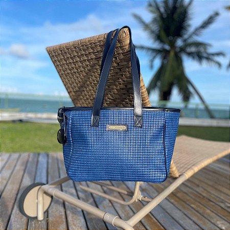 Bolsa de Praia Azul de Tela Quadrada