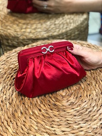 Clutch de festa vermelha cetim soft