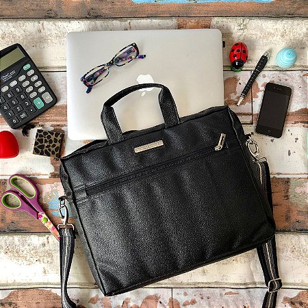 Bolsa para Notebook em couro Preta