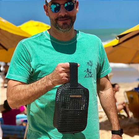 Necessaire de Praia Preta em Tela Masculina