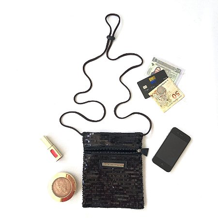 Bolsinha Paetês Preta Vou e Volto