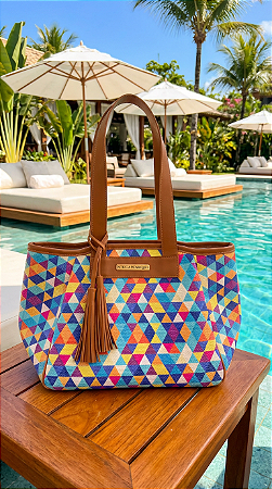 Bolsa de Praia de Tela Vazada Estampa Verão