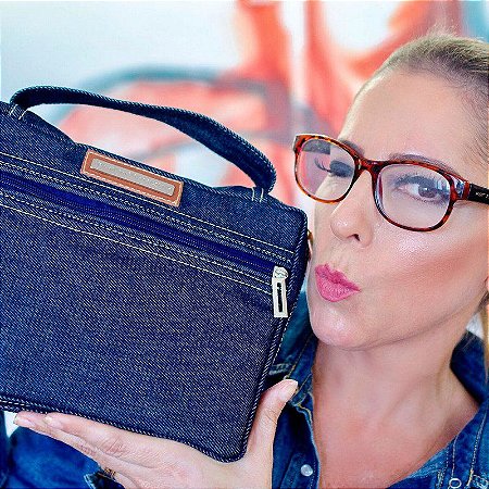 Bolsa para Bíblia Tamanho Grande Estampa Jeans - G