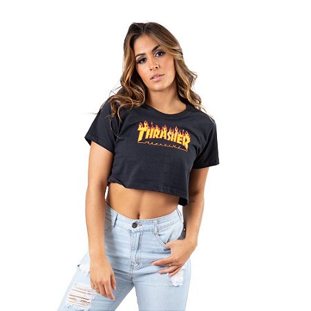 Cropped Thrasher Flame Logo Feminino