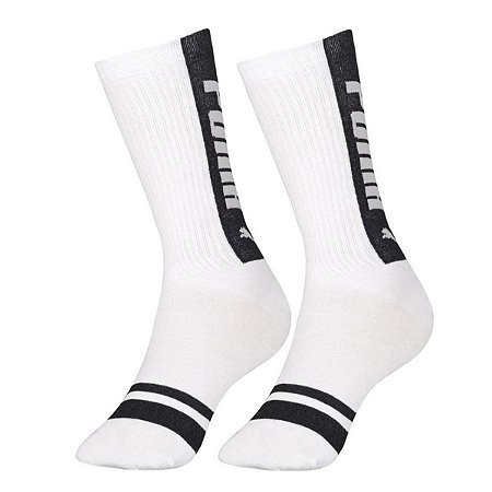 Meia Puma Esportiva Cano Alto Masculina Branca 39 ao 43