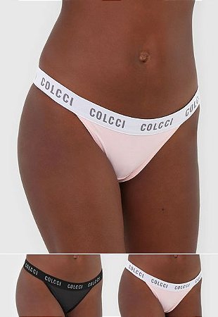 Calcinha Colcci Underwear Fio Dental Lettering Preta - Compre Agora