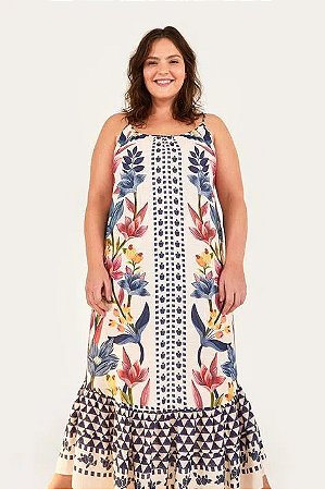 Vestido Farm Midi Floral Padang Lenço