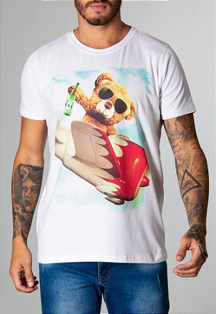 Camiseta Red Feather Teddy Flying Masculina Branca