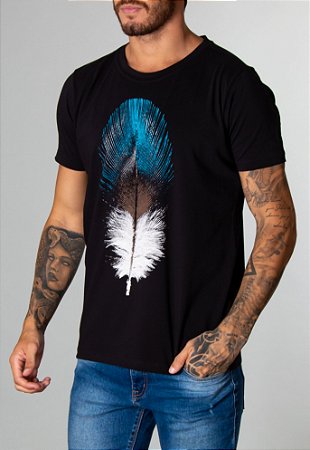 Camiseta Red Feather Green Feather Masculina Preta