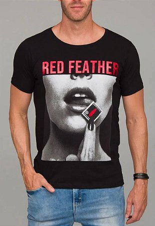 Camiseta Red Feather Red Stamp Masculina Preta