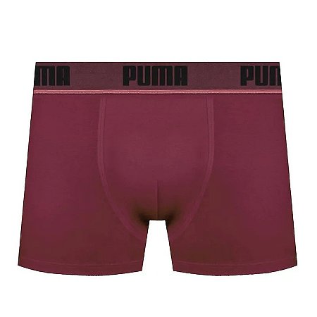 Cueca Boxer Puma Algodão Bordô Cotton