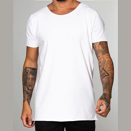 Camiseta Red Feather Básica Long Line Masculina Branca