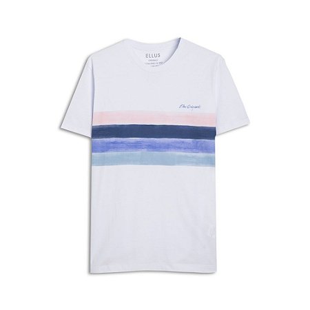 Camiseta Ellus Cotton FIne Ellus Bold Stripes Masc Branca