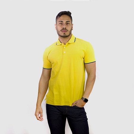 Polo Ellus Easa Frisos Classic Masculina Amarelo