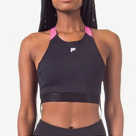 Top Fila Bold Feminino Preto e Rosa