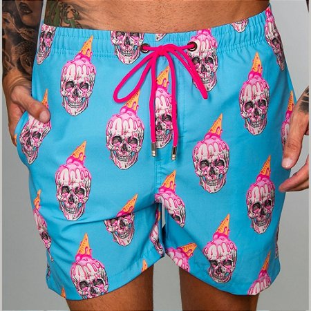 Short Red Feather Swim Ice Cream Skull