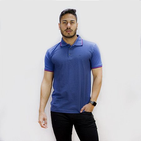 Polo Ellus Piquet Melange Easa Frisos Masculina Lilás
