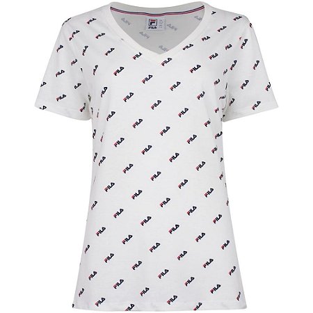 Camiseta Fila Full Print Feminina Branca