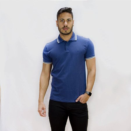 Polo Forum Listras Masculina Azul Moodust