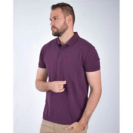 Camisa Polo Ellus Easa Classic Piquet Masculina Roxo